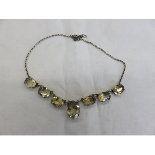 128A - Vintage Silver 7 Stone Citrine Necklace