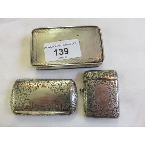 139 - Two Silver Snuff Boxes and Vesta