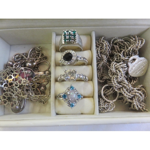 142 - Small Box With Silver Rings, Pendants etc