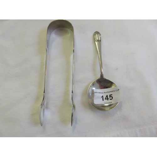 145 - Silver Spoon and Tongs