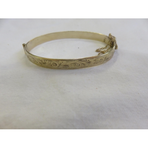 149 - HG and S 9 carat Metal Core Engraved Bangle in H Samuel Box