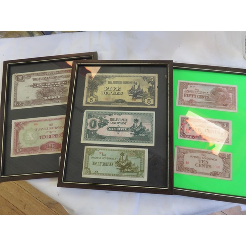 244 - Four Frames of Japanese Occupation Bank Notes