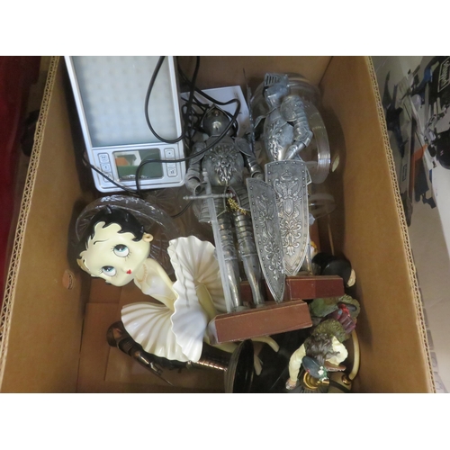 277 - Box with Betty Boop, Two Radios, Glass etc.