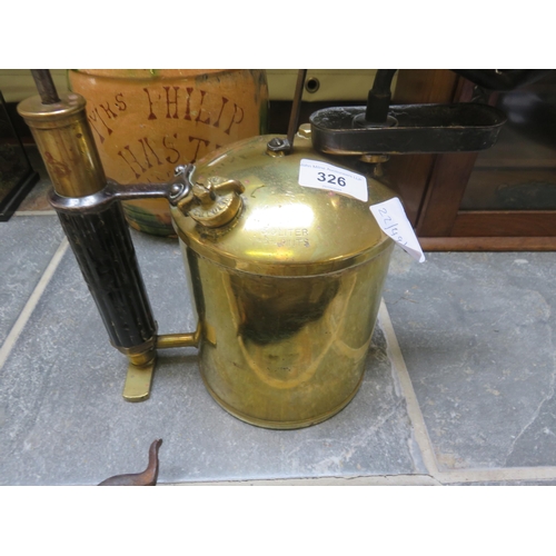 326 - 5¼ Pint Swedish Brass Blow Lamp