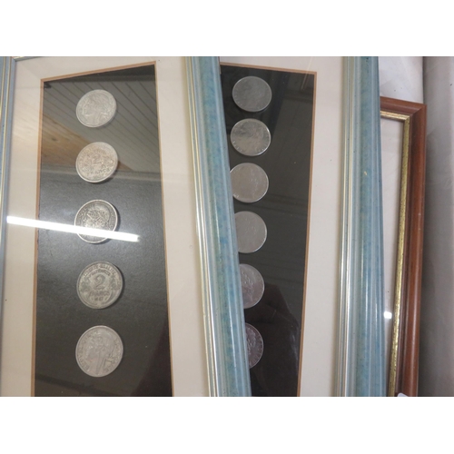 360 - Five Frames of French and Spanish Coins