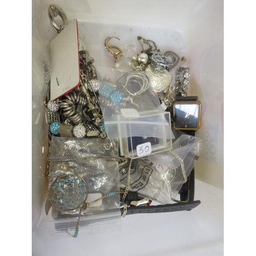 365 - Box containing Seven Ladies Wrist Watches, Costume Jewellery, Dollar Coin, Two Silver Chains, Pair o... 