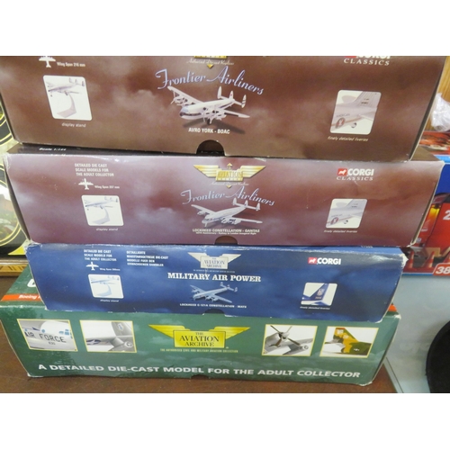 396 - Four boxed Corgi Planes: Boac C121, Constellation, Constellation-Quaitas, KC97 Stratofreighter