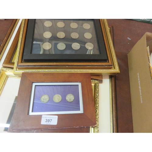 397 - Eight Frames of Pre and Post Decimal British Coins