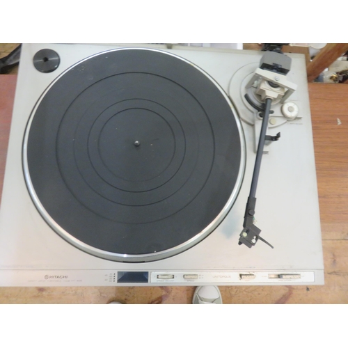 416 - Hitachi Record Turntable and pair of Speakers