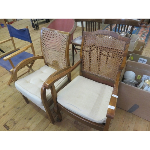 418 - Two odd Cane Back Armchairs