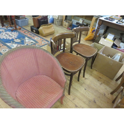 422 - Two Polish Bentwood Chairs and Wicker Chair