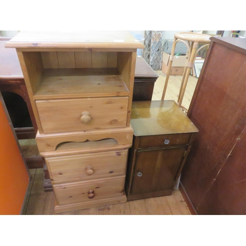 430 - Two pine and one Mahogany Bedside Tables