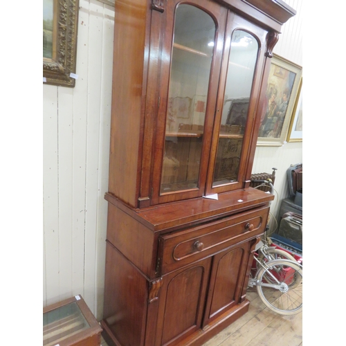 440 - Victorian Mahogany and Glazed Secretaire Bookcase and Undercabinet