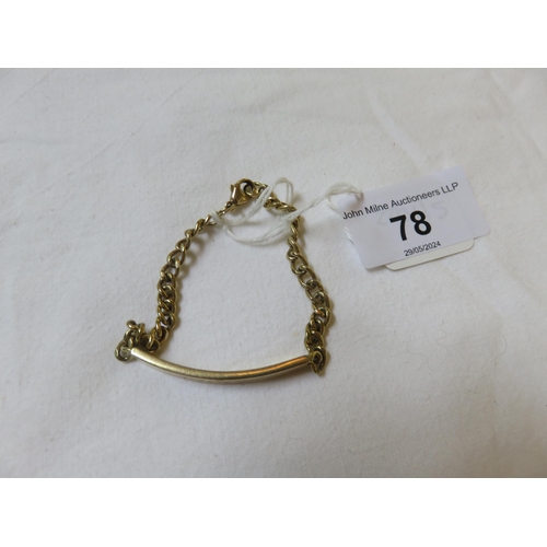 78 - 9ct. Gold inscribed Identity Bracelet 11.3 grams