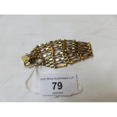 79 - 9ct. Gold Gate Bracelet 9.9 grams