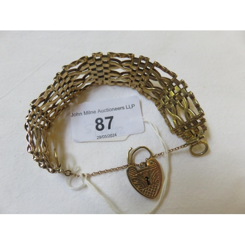 87 - 9ct. Gold Gate Bracelet 25.5 grams