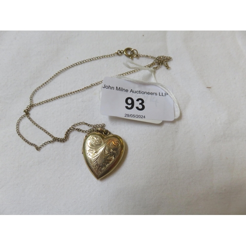 93 - 9ct. Gold Locket on Chain, Total weight 6.2 grams