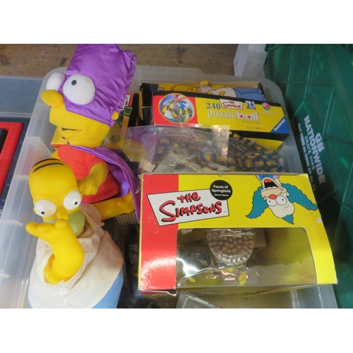 198 - Box of Boxed Simpsons items and Simpsons Figures, Bartman, Homer Smithers etc.