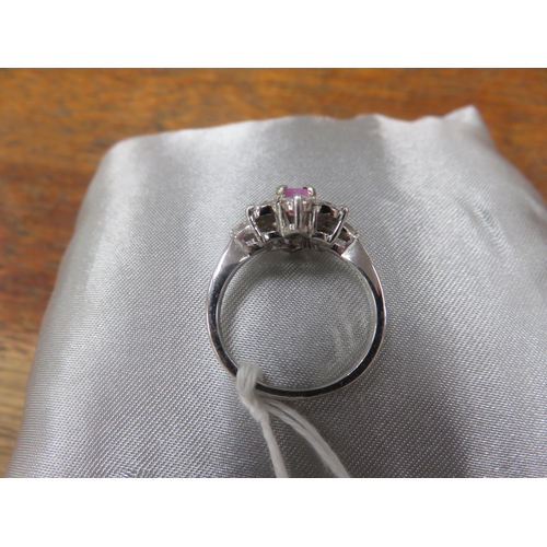 110 - Platinum,  Pink Sapphire and Diamond Cluster Ring