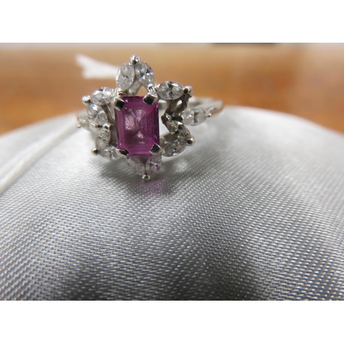 110 - Platinum,  Pink Sapphire and Diamond Cluster Ring