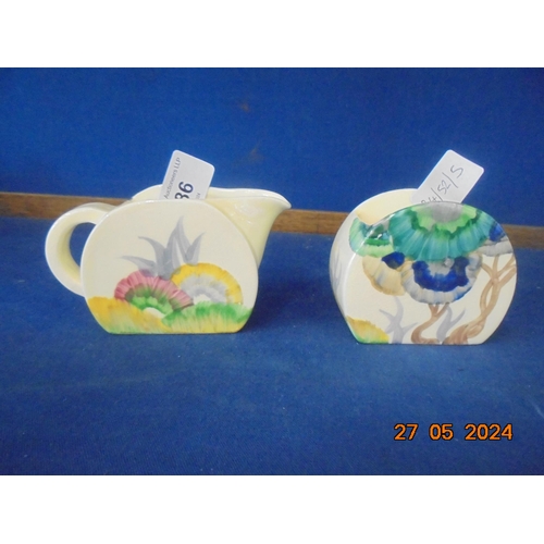 186 - Clarice Cliff Bizarre Range. Viscaria Pattern Sugar and Cream