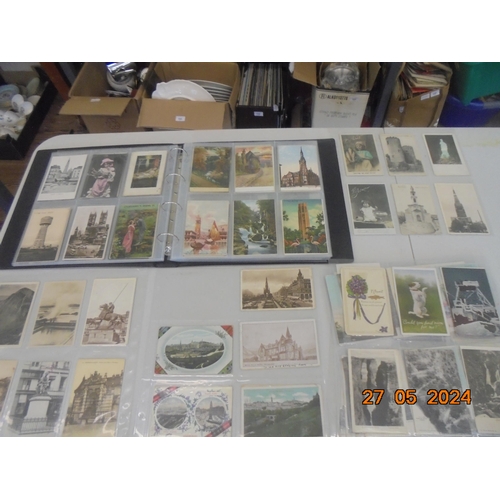 214 - Post Card Album and Box with Various Postcards Including Portraits of Ladies