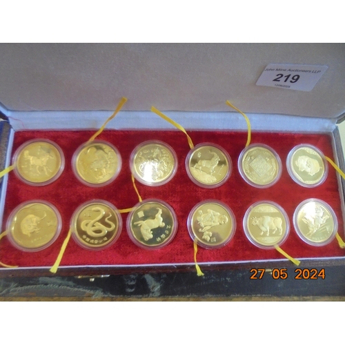 219 - Set of Twelve Signs of the Zodiac Coin Set - Cased