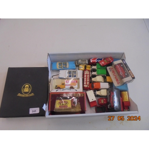 245 - Box of Matchbox Cars and Oxford Die Cast Collectors Book