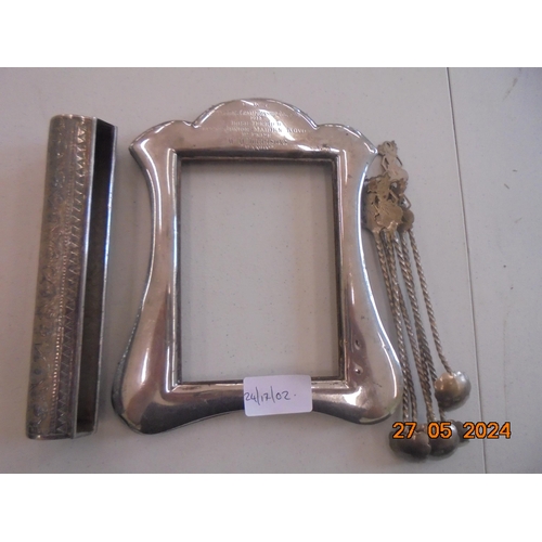 259 - Silver Spoons, Posey Holder and Photo Frame