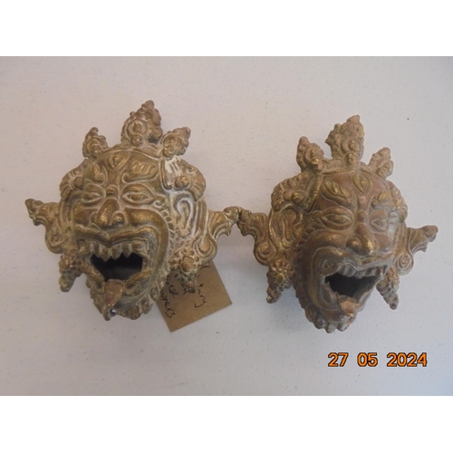 286 - Pair of Brass 19th Century Tibetan Incense Burners