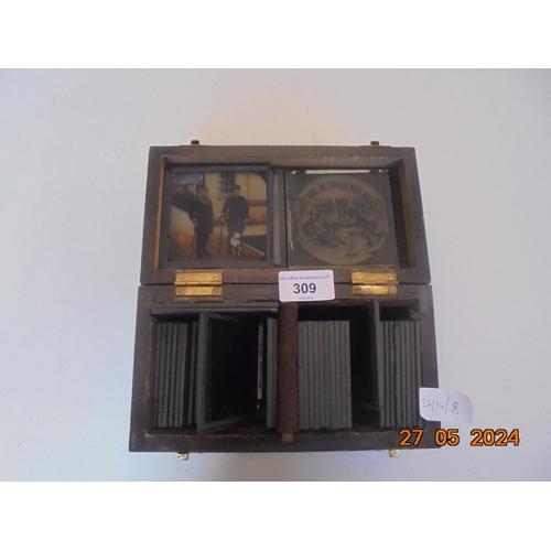 309 - Quantity of Edwardian Era Lantern Slides in Fitted Case - Scottish Land Scopes, Churchill etc