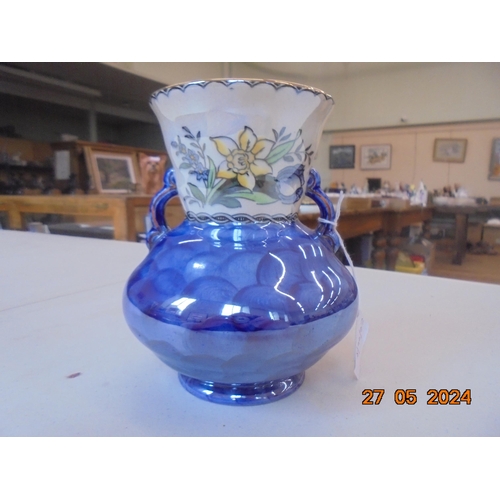 326 - Maling Ware Blue and Cream two handled Vase