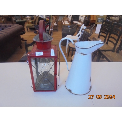 350 - Paraffin Lantern and Milk Jug