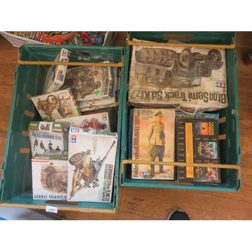 374 - Two Boxes of WWII Model Kits and Other Model Kits