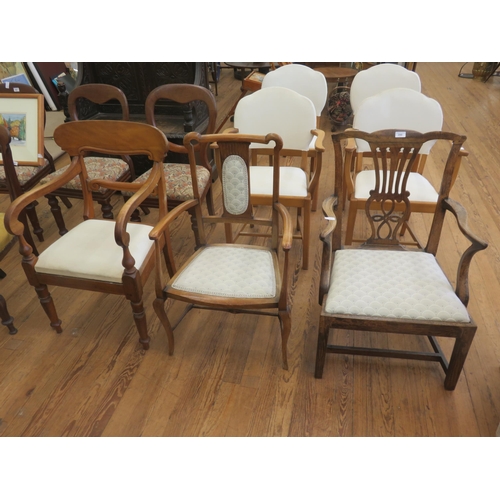 399 - Three Odd Antique Open Armchairs