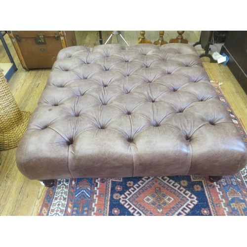 411 - Large Brown Leather Footstool