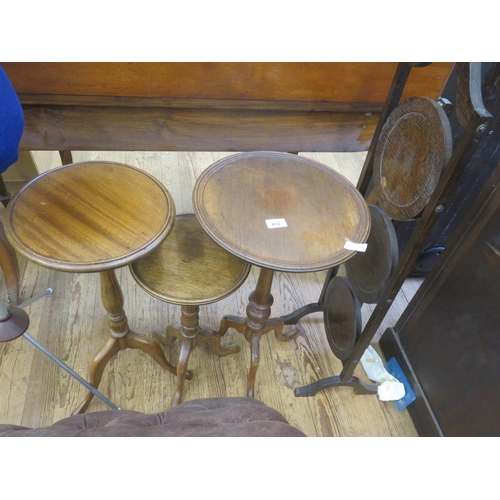 412 - Three Mahogany Wine Tables and an Oak Cake Stand