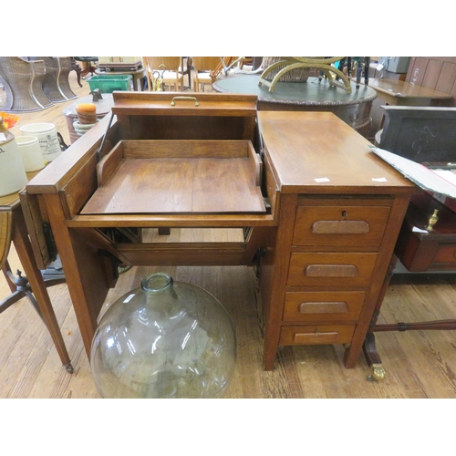 438 - Mid Century Oak Metamorphic Writing Desk