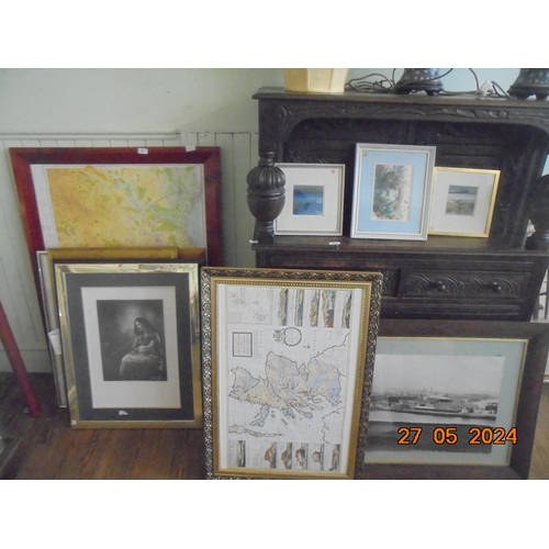 61 - Bundle of Framed Pictures and Maps