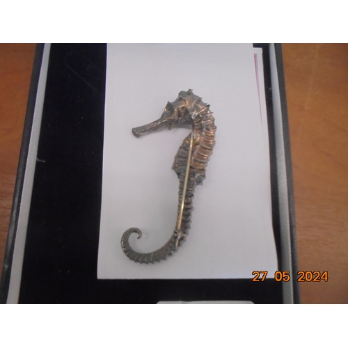 77 - Silver Seahorse Brooch