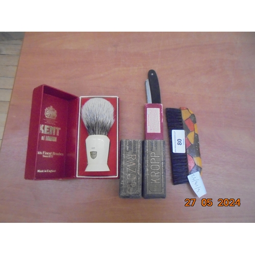 80 - Straight Razor, Brush, Cream Applicator