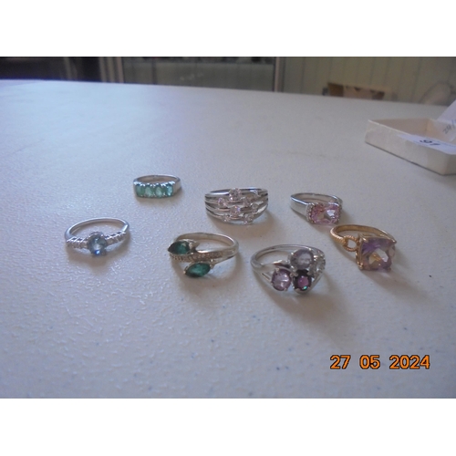 91 - Lot of silver Gem Set Rings