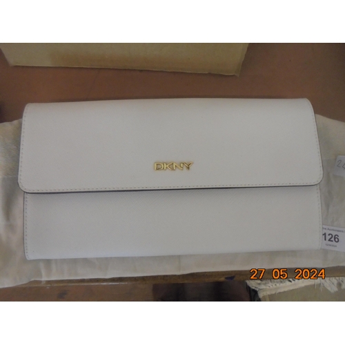 126 - DKNY White Clutch bag and Dustbag