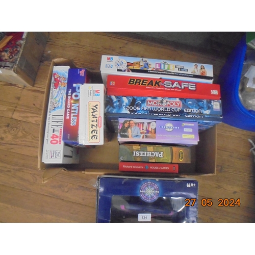 134 - Box with Board Games, Monopoly, Game of Life Break the Safe etc