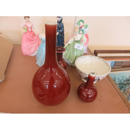 124 - Three Vases and Tam o Shanter Bowl