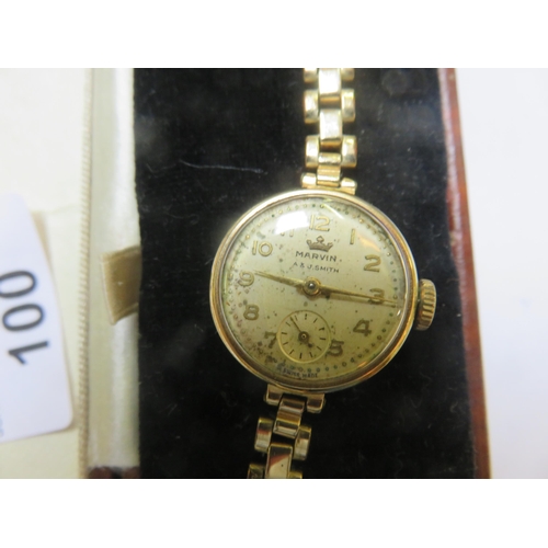 100 - Gold Faced 9ct Lady's Watch - Cased