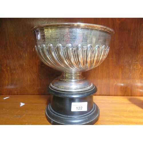 122 - Elgin Interest - A Birmingham Hallmarked Silver Presentation Bowl on Stand, 14 Troy ounces