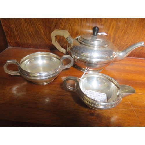 130 - Three Piece Silver Tea Service, 13 Troy ounces Total Weight.