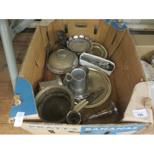 185 - Box of Plated Ware