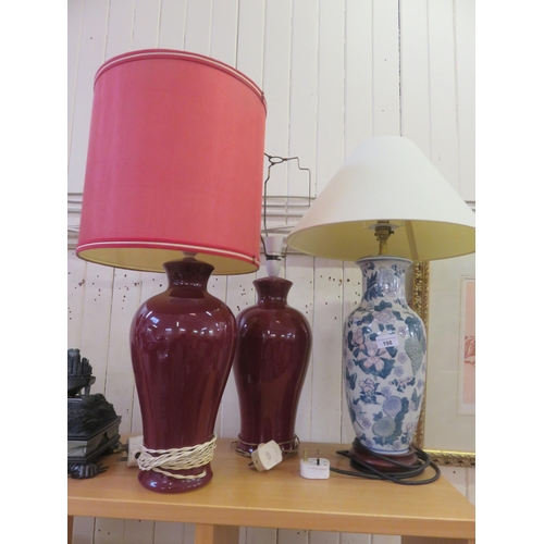 198 - Pair of Red Lamps plus One Other